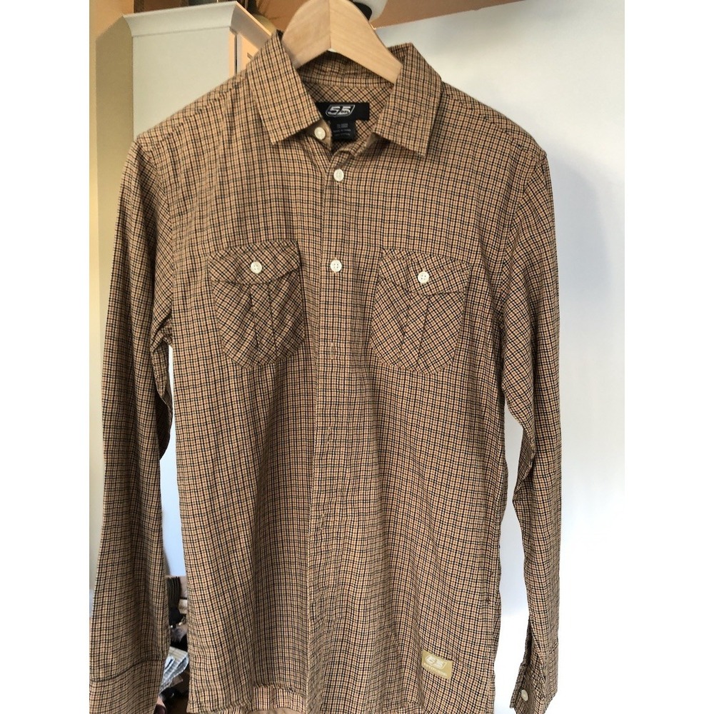 Diesel 55 DSL  Sinofors Men's‎ orange checked 100% cotton shirt
